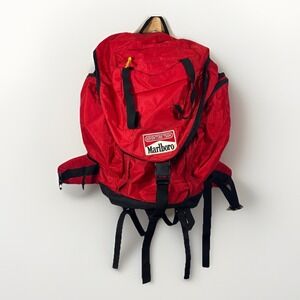 VTG 90s Marlboro Adventure Team Hiking Backpack Rucksack Red *MISSING DAYPACK